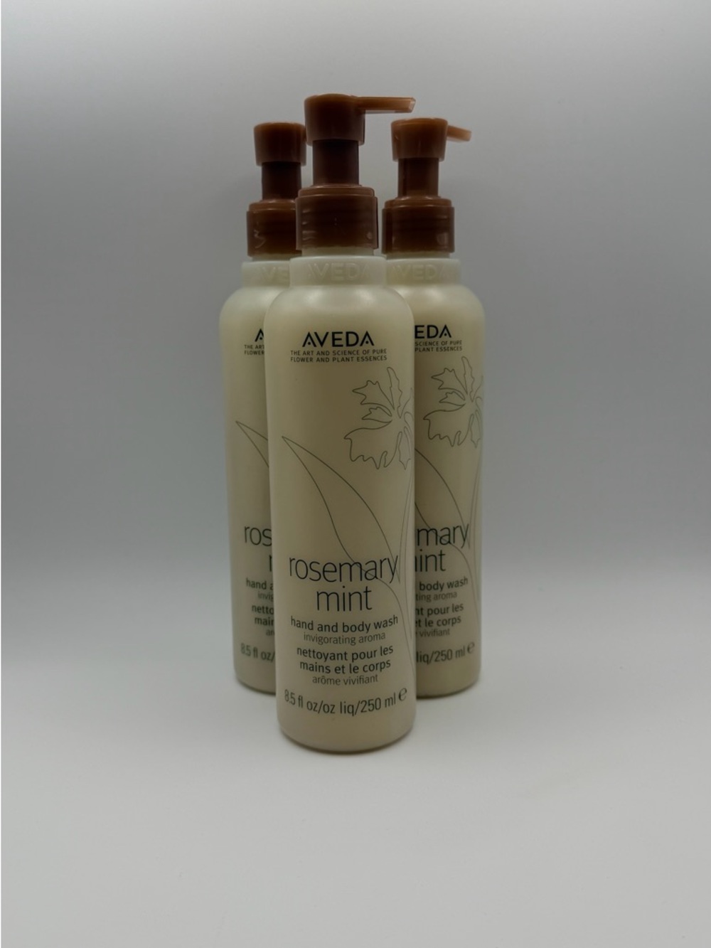 AVEDA Rosemary Mint Hand & Body Wash - 8.5 Oz NEW Authentic 3 pack